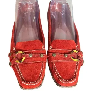 COLE HAAN Geneva Loafer in Red CH Lava Suede w/Ring &amp; Stud Detail Women’s Sz 8.5