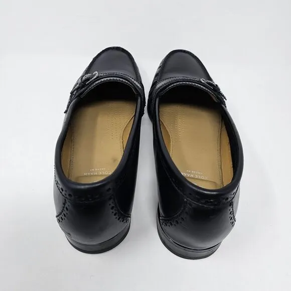 Cole Haan Grand Os Pinch Black Leather Loafers Mens Size 12 Buckle Hand Sewn