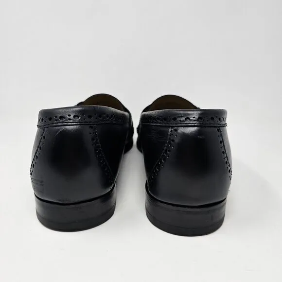 Cole Haan Grand Os Pinch Black Leather Loafers Mens Size 12 Buckle Hand Sewn