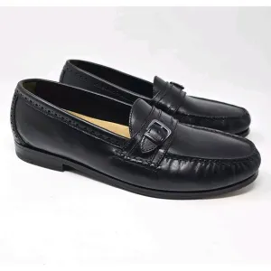Cole Haan Grand Os Pinch Black Leather Loafers Mens Size 12 Buckle Hand Sewn