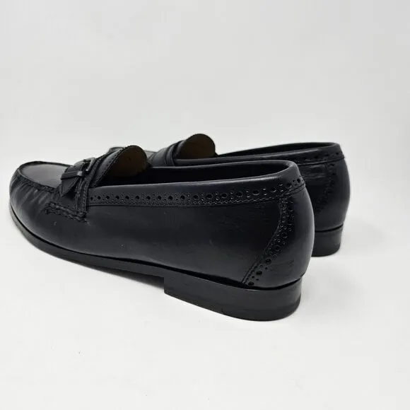 Cole Haan Grand Os Pinch Black Leather Loafers Mens Size 12 Buckle Hand Sewn