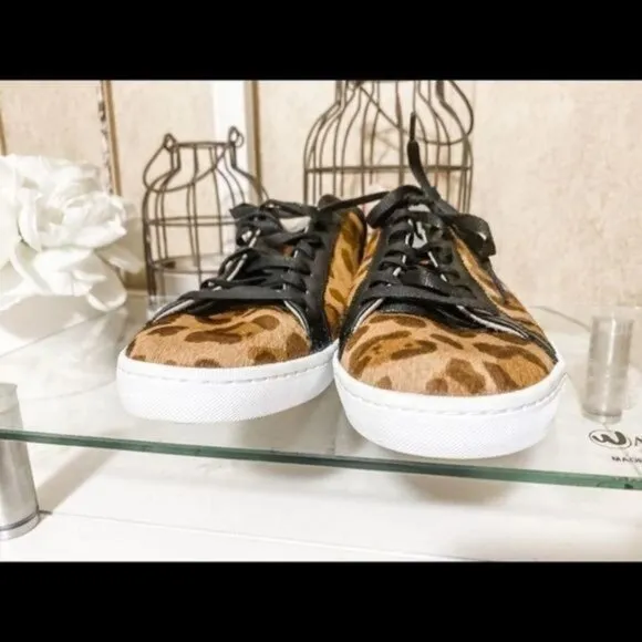 Cole Haan Margo Ocelot leopard calf hair lace up shoes