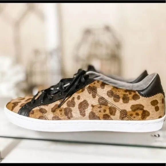 Cole Haan Margo Ocelot leopard calf hair lace up shoes