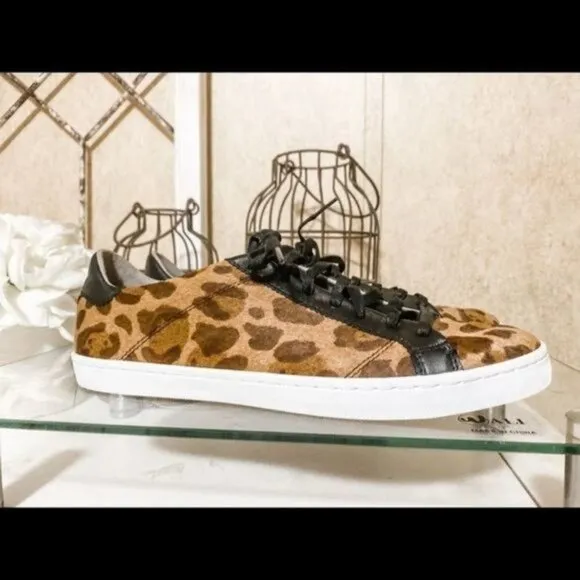 Cole Haan Margo Ocelot leopard calf hair lace up shoes