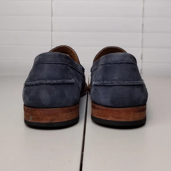 Cole Haan Men's Blue Leather Round Toe Slip On Business Office Dress Loafers