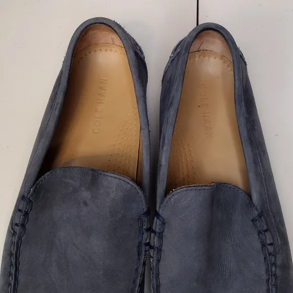 Cole Haan Men's Blue Leather Round Toe Slip On Business Office Dress Loafers