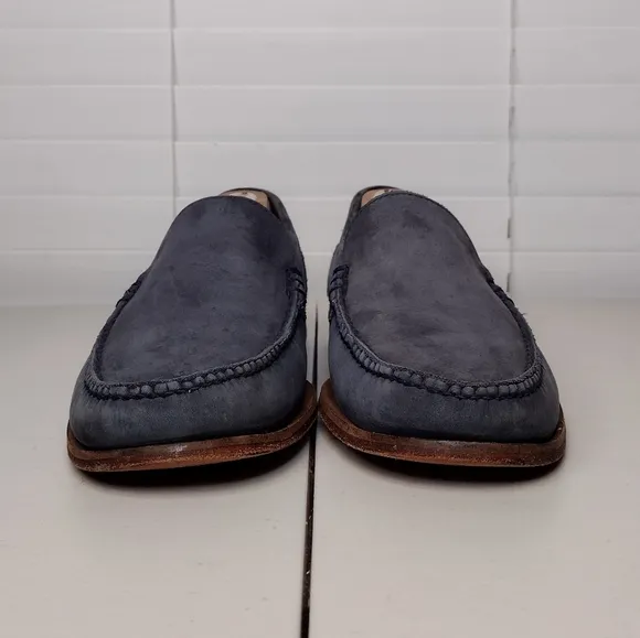 Cole Haan Men's Blue Leather Round Toe Slip On Business Office Dress Loafers