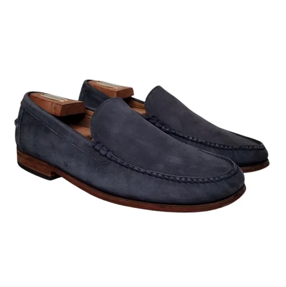 Cole Haan Men's Blue Leather Round Toe Slip On Business Office Dress Loafers