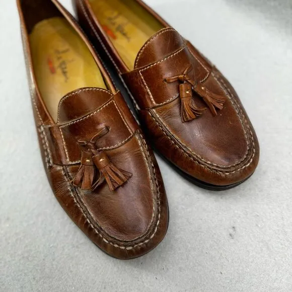Cole Haan Mens Brown Leather Slip On Maine Tassel Loafers Size 9.5W