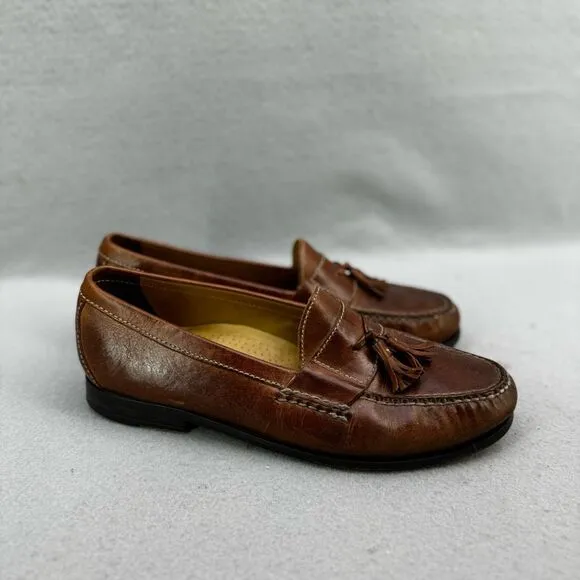Cole Haan Mens Brown Leather Slip On Maine Tassel Loafers Size 9.5W