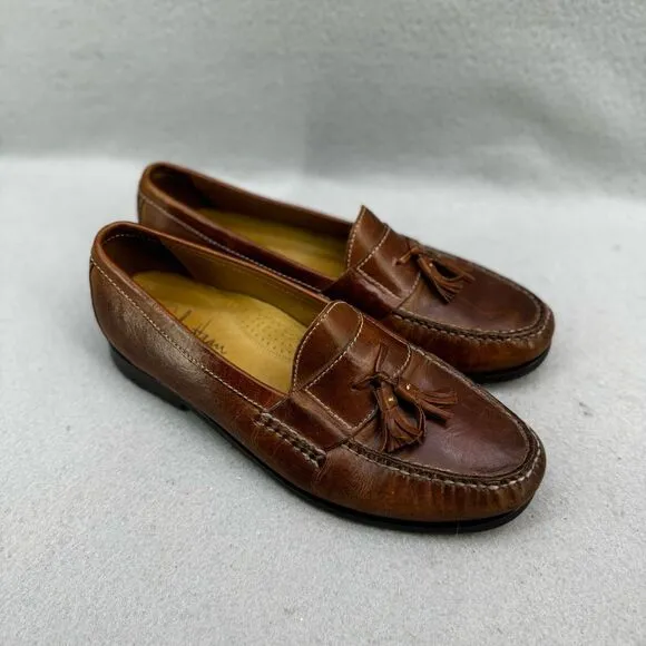 Cole Haan Mens Brown Leather Slip On Maine Tassel Loafers Size 9.5W