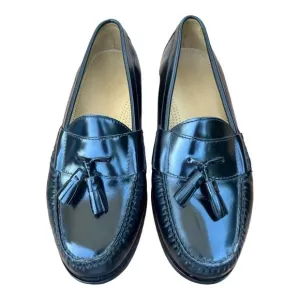 Cole Haan Men's Slip On Pinch Tassel Black Leather Loafers Size 10.5 3E EEE Wide