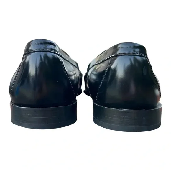 Cole Haan Men's Slip On Pinch Tassel Black Leather Loafers Size 10.5 3E EEE Wide