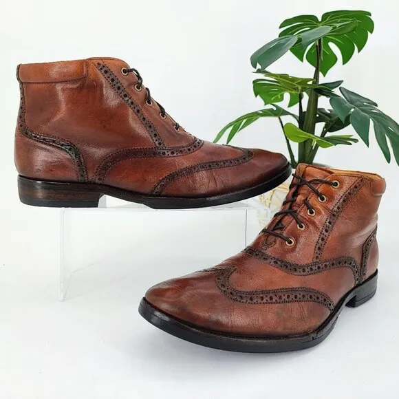 Cole Haan Men's William Wingtip Brown Leather Chukka Boots Size 9.5