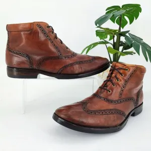 Cole Haan Men's William Wingtip Brown Leather Chukka Boots Size 9.5