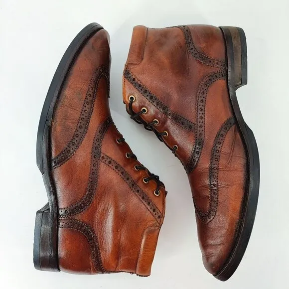 Cole Haan Men's William Wingtip Brown Leather Chukka Boots Size 9.5