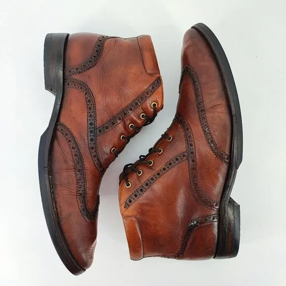 Cole Haan Men's William Wingtip Brown Leather Chukka Boots Size 9.5