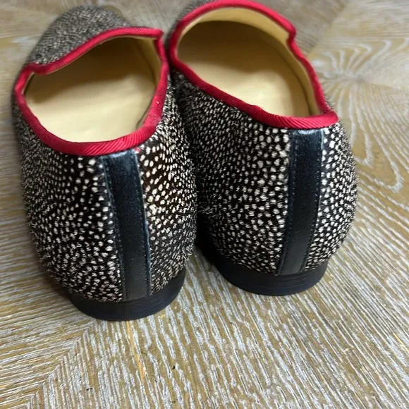 COLE HAAN Nike Air Black and Cream Spotted Calf Hair Slip Ons Flats 7.5