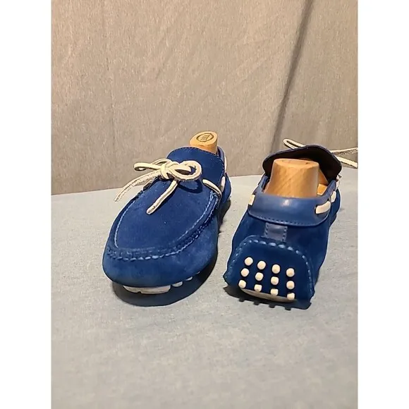 Cole Haan NikeAir Driving Moccasins Shoes Men's Size 8 W 10 Blue Suede Loafers