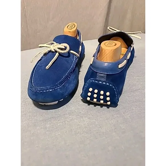 Cole Haan NikeAir Driving Moccasins Shoes Men's Size 8 W 10 Blue Suede Loafers