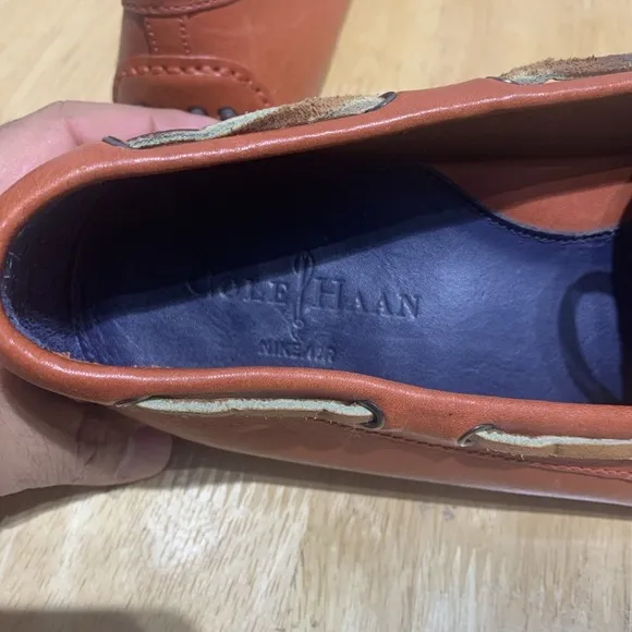 Cole Haan Nke Air Mens Red Nubuck Orange Laces Driving Loafers‎ Size 13M