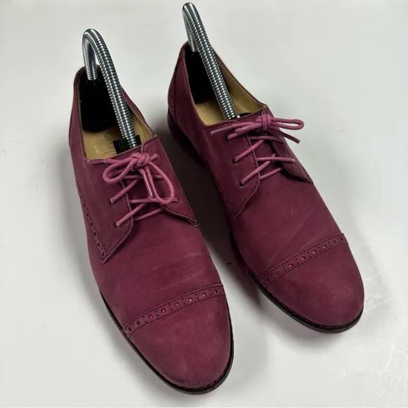 Cole Haan Oxford Gramercy Women's 7.5Orchid Pink Suede Cap Toe Lace Up Loafers