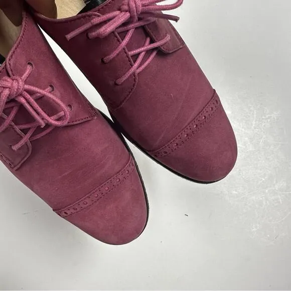 Cole Haan Oxford Gramercy Women's 7.5Orchid Pink Suede Cap Toe Lace Up Loafers
