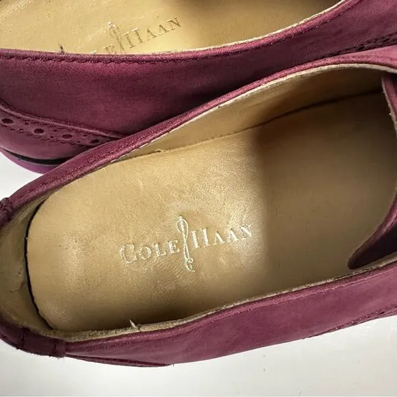Cole Haan Oxford Gramercy Women's 7.5Orchid Pink Suede Cap Toe Lace Up Loafers
