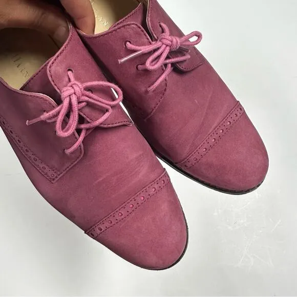 Cole Haan Oxford Gramercy Women's 7.5Orchid Pink Suede Cap Toe Lace Up Loafers