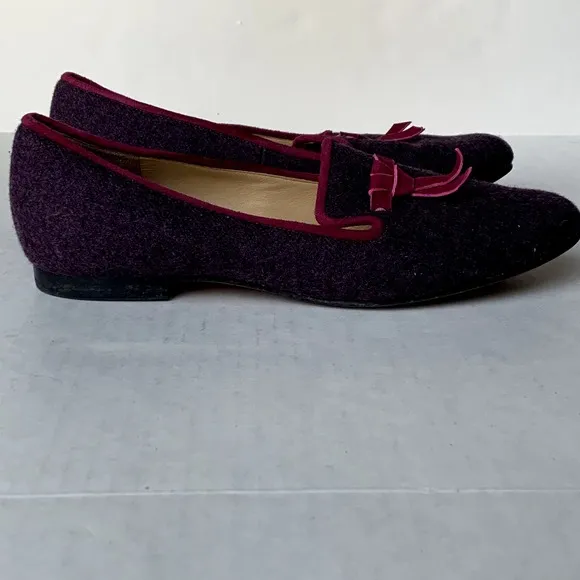 Cole Haan Purple Wool Loafers Pink Maroon Velvet Bow Slip On Flats 10B
