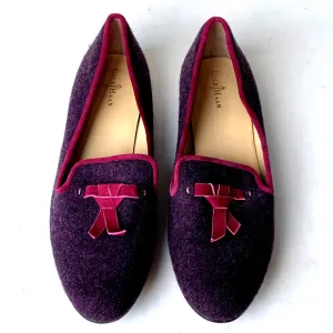 Cole Haan Purple Wool Loafers Pink Maroon Velvet Bow Slip On Flats 10B
