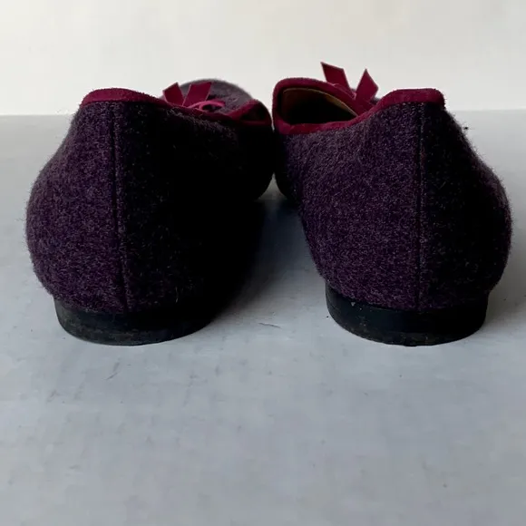 Cole Haan Purple Wool Loafers Pink Maroon Velvet Bow Slip On Flats 10B