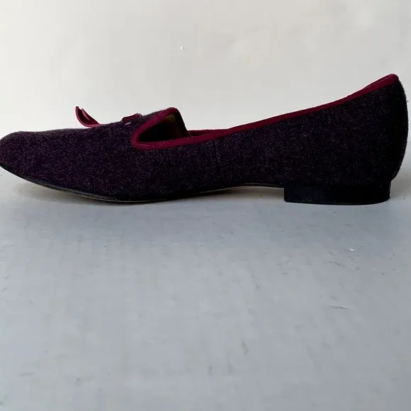 Cole Haan Purple Wool Loafers Pink Maroon Velvet Bow Slip On Flats 10B