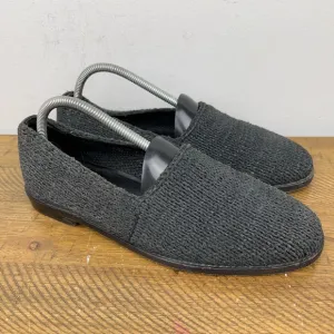 Cole Haan Resort Shoes Mens 8.5 Black Braided Loafers Leather Slip On Brazil