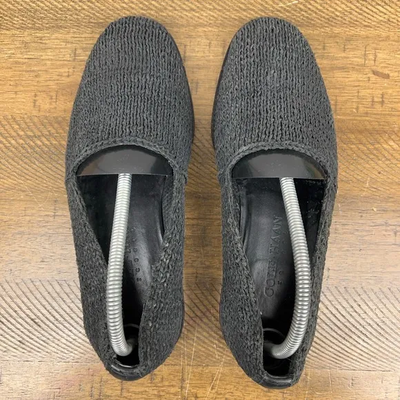 Cole Haan Resort Shoes Mens 8.5 Black Braided Loafers Leather Slip On Brazil