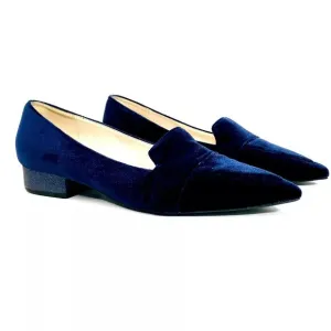 Cole Haan Women’s 7.5 B Blue Velvet Loafers Flats Glitter Heels Pointed Toe