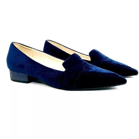Cole Haan Women’s 7.5 B Blue Velvet Loafers Flats Glitter Heels Pointed Toe