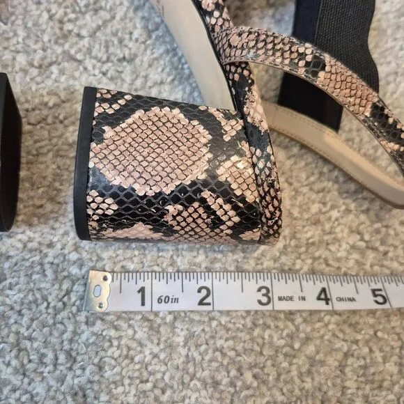 Cole Haan Women’s 8 Aniston Elastic Black Snake Print Leather Heels Sandals