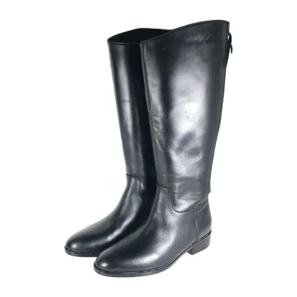 Cole Haan Women’s Arlington US8B Black Leather Side Zip Tall Riding Boots