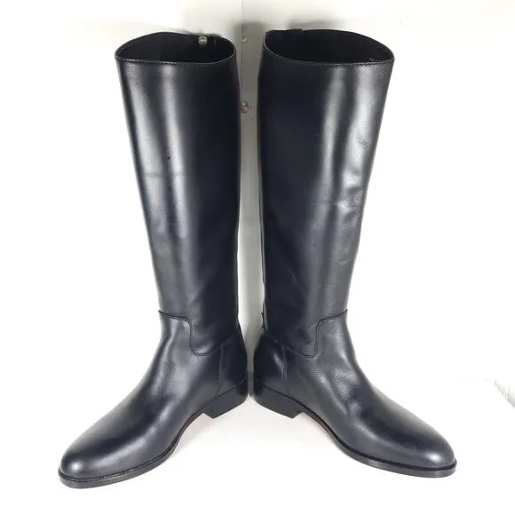 Cole Haan Women’s Arlington US8B Black Leather Side Zip Tall Riding Boots