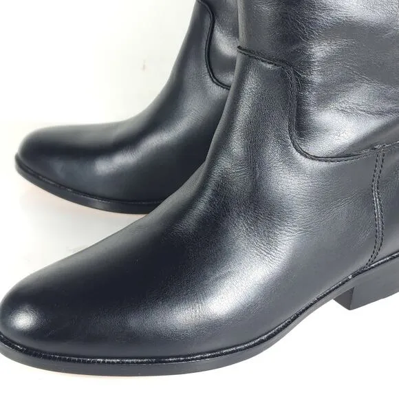 Cole Haan Women’s Arlington US8B Black Leather Side Zip Tall Riding Boots
