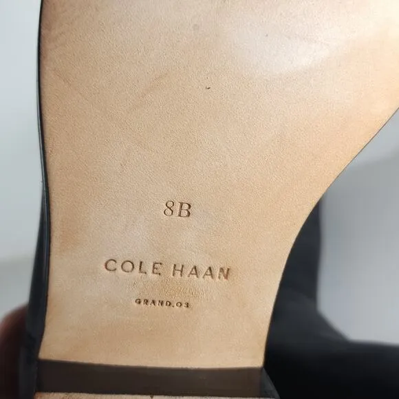 Cole Haan Women’s Arlington US8B Black Leather Side Zip Tall Riding Boots