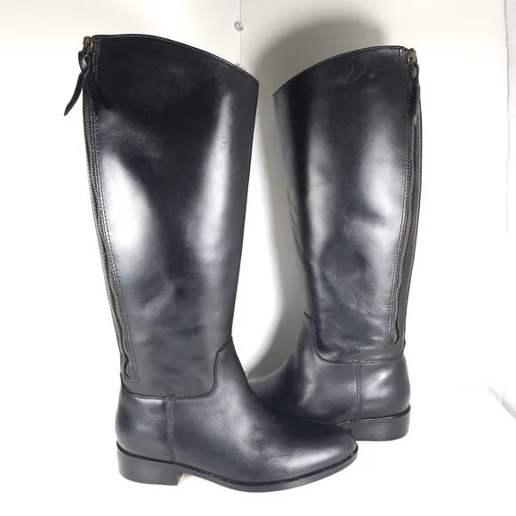 Cole Haan Women’s Arlington US8B Black Leather Side Zip Tall Riding Boots