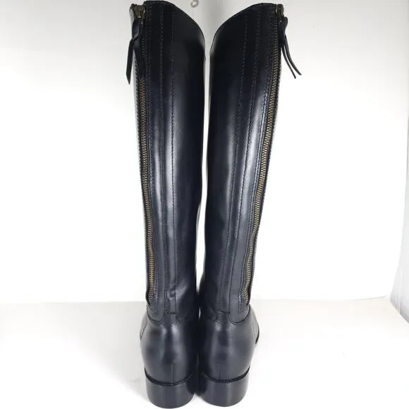 Cole Haan Women’s Arlington US8B Black Leather Side Zip Tall Riding Boots