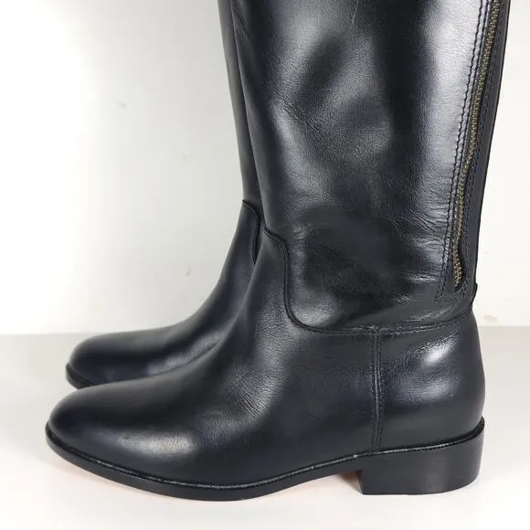 Cole Haan Women’s Arlington US8B Black Leather Side Zip Tall Riding Boots