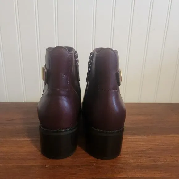 Cole Haan Women's Size 7.5B Dark Maroon Leather Ankle Boots W28682 New