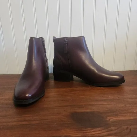 Cole Haan Women's Size 7.5B Dark Maroon Leather Ankle Boots W28682 New