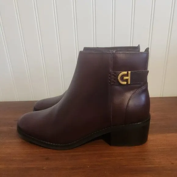 Cole Haan Women's Size 7.5B Dark Maroon Leather Ankle Boots W28682 New