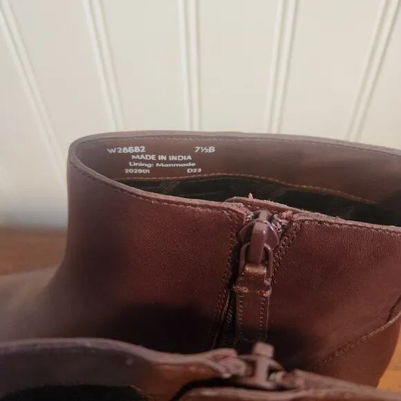 Cole Haan Women's Size 7.5B Dark Maroon Leather Ankle Boots W28682 New