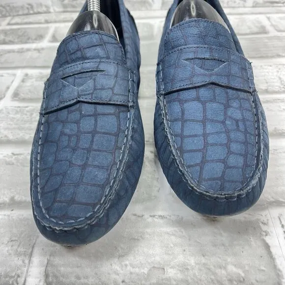 Cole Haan Wyatt Bit Driver Women's Size 9 B Animal Print Blue Leather Loafers